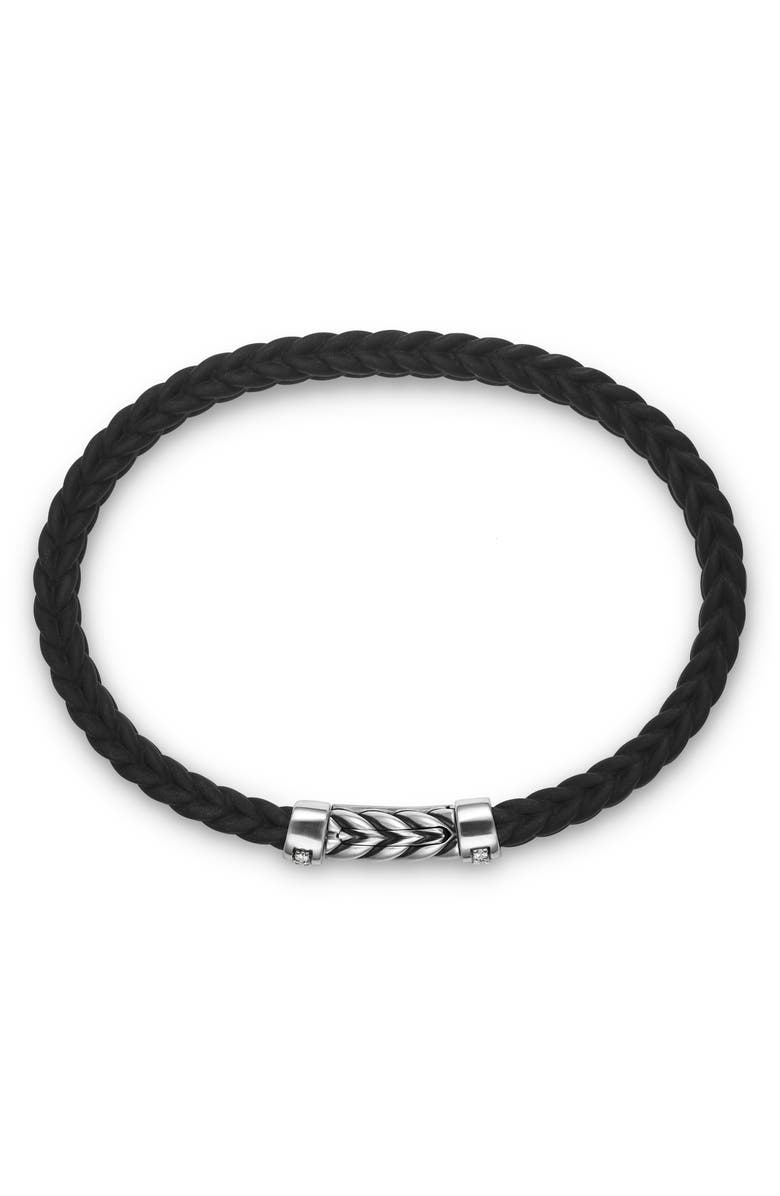 David Yurman Men's Chevron Station Rubber Bracelet, Alternate, color, Black/Diamond