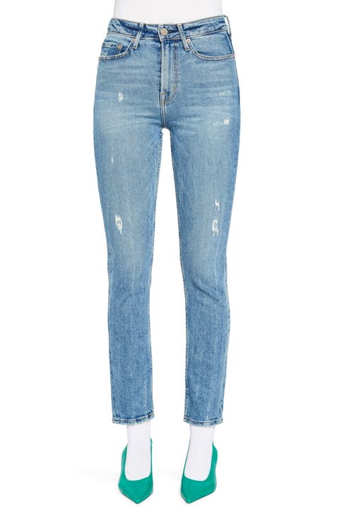 Eve High Waist Slim Straight Leg Jeans (Memphis)