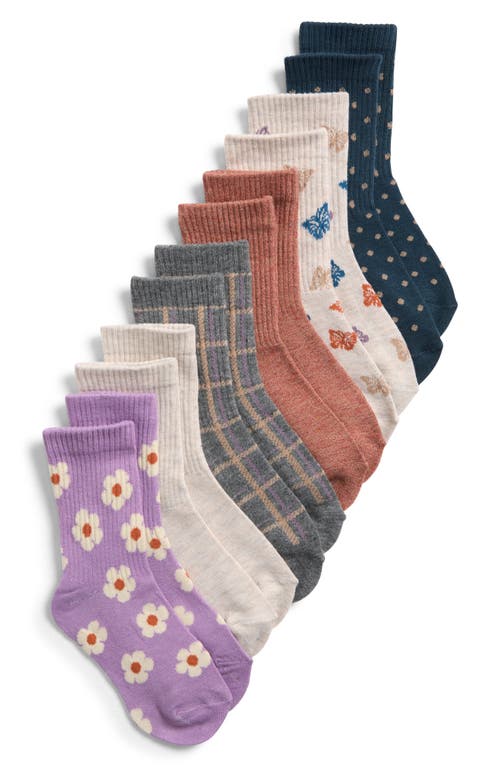 Capelli New York Kids' Mix Pattern Assorted 6-pack Gripper Crew Socks In Multi