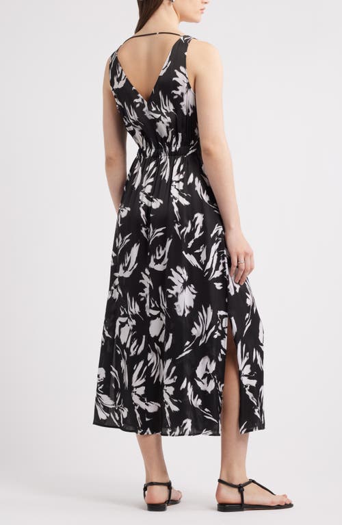 Nordstrom Sleeveless Midi Dress In Black- White Salvage Floral