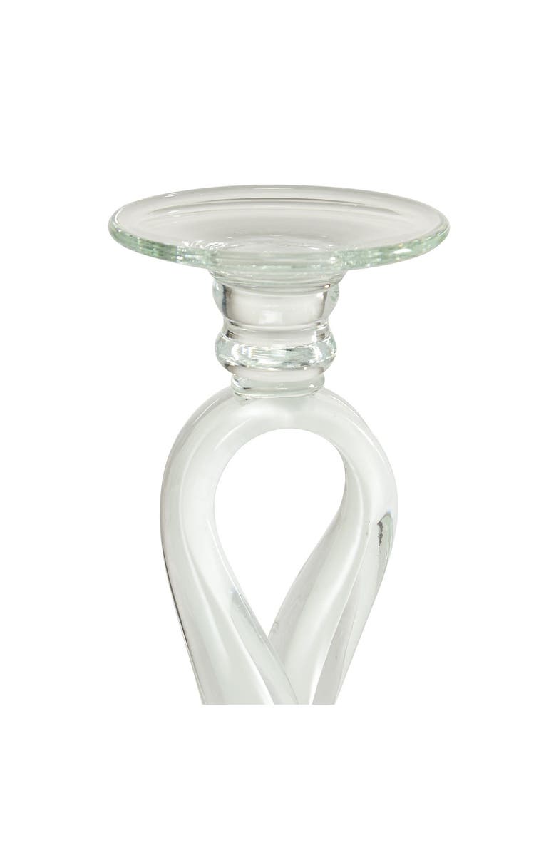 WILLOW ROW Abstract White Glass Candle Holder, 2-Piece Set, Alternate, color, 