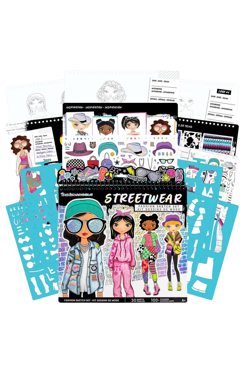 Fashion Angels Fashion Sketch Set - Streetwear, Design & Create Themed Outfits, Main, color, Multicolored