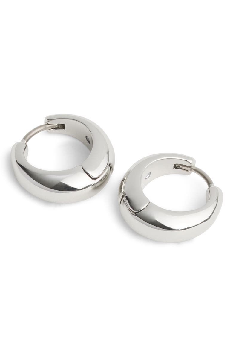 COACH Hallmark Tubular Hoop Earrings, Alternate, color, Rhodium