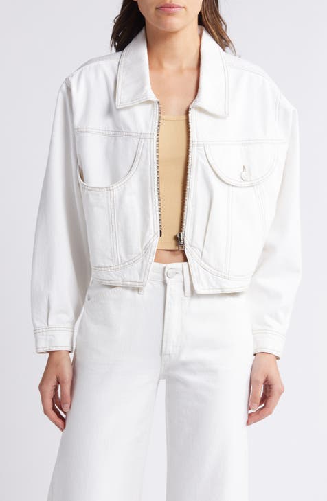 Frame White Denim selling Cropped Black Collar Jacket