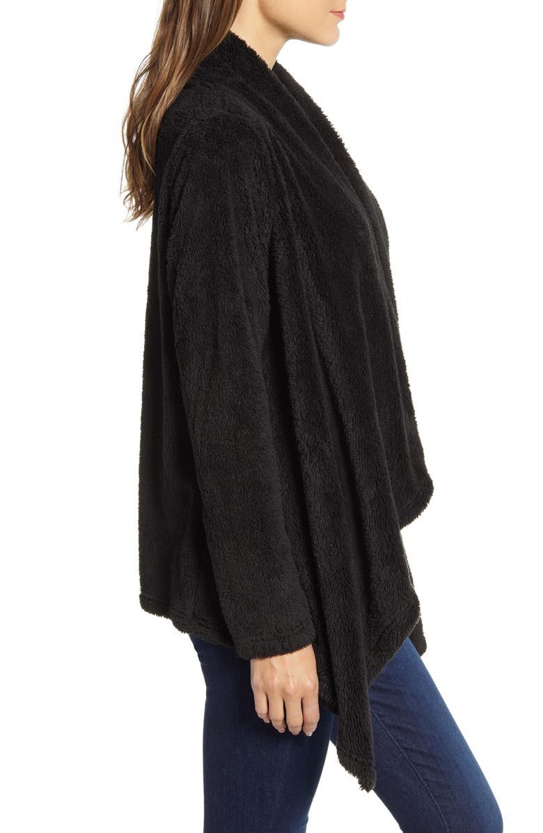 Bobeau Drape Front Faux Fur Cardigan, Alternate, color,