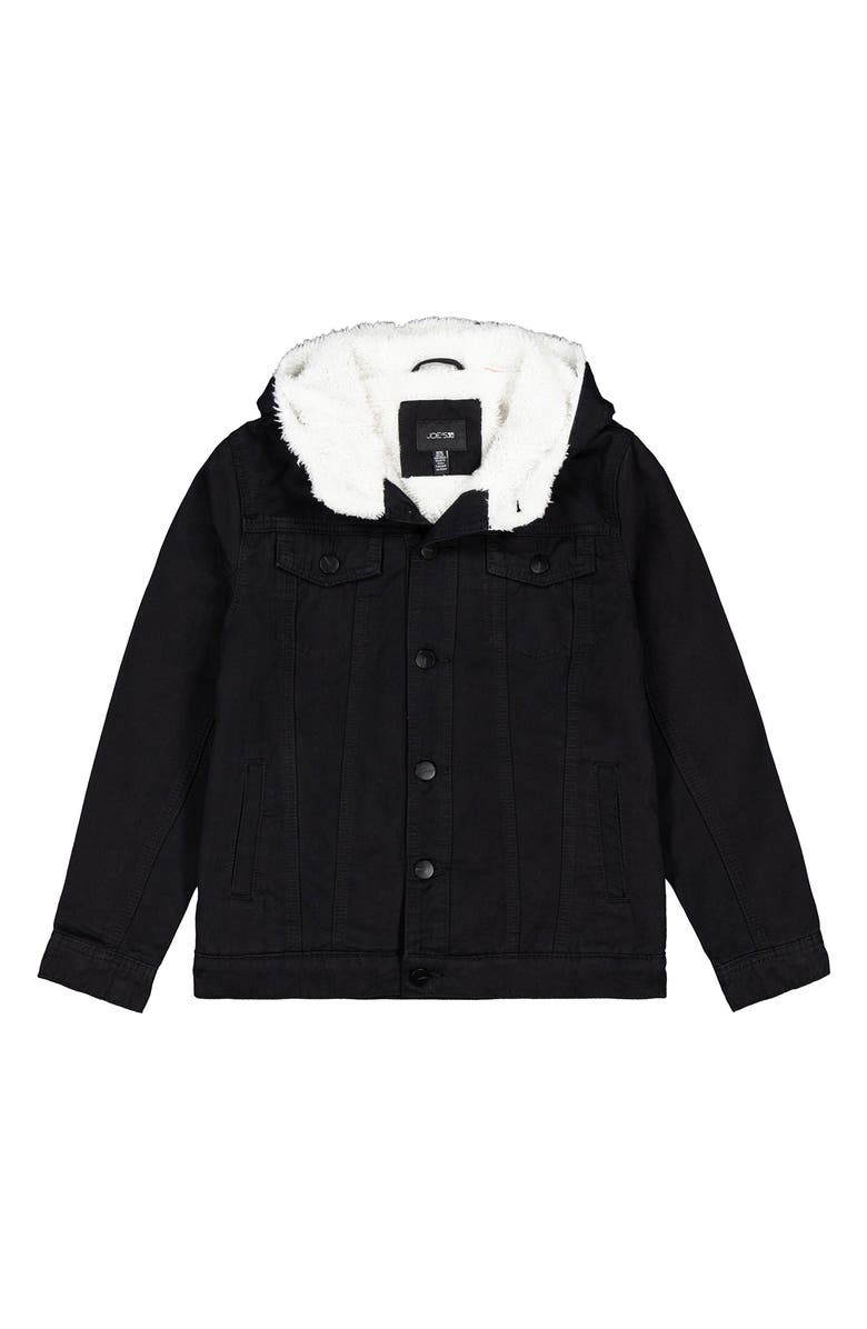 Joe's Jeans Kids' Faux Shearling Hooded Trucker Jacket, Main, color, Black