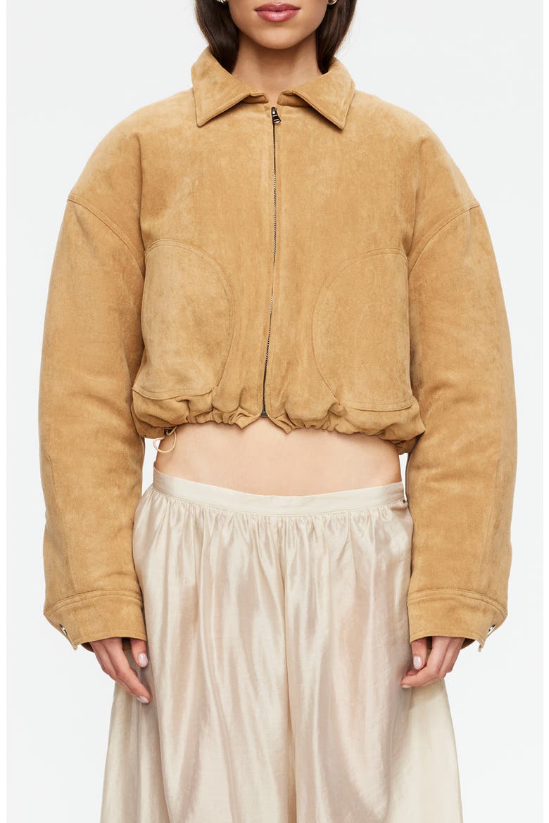 Serrano Faux Suede Bomber Jacket, Main, color, CAMEL