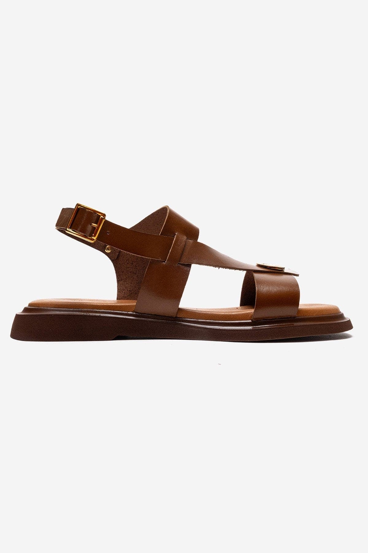 Forever & Always Shoes Quella Leather Buckle Sandal, Alternate, color, Cognac