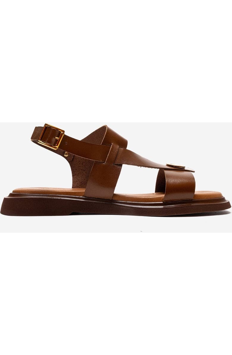 Forever & Always Shoes Quella Leather Buckle Sandal, Alternate, color, Cognac