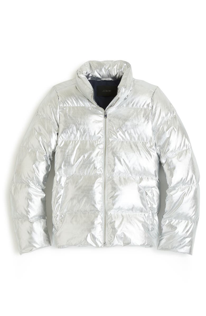 J.Crew Metallic Puffer Jacket with PrimaLoft<sup>®</sup>, Main, color, 