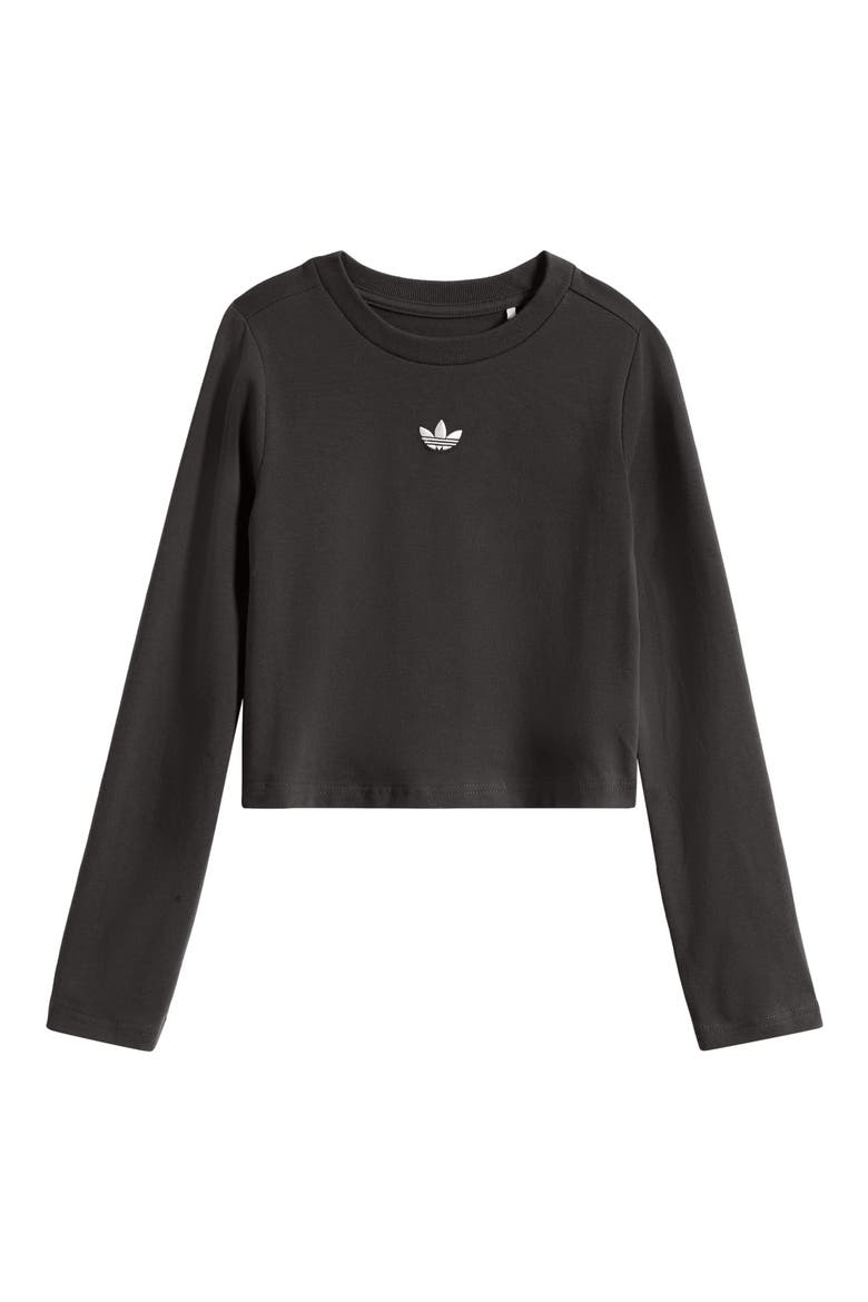 Kids' Long Sleeve Logo T-Shirt, Main, color, BLACK