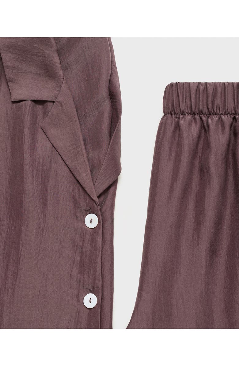 MANGO Silk Pajama Shirt, Alternate, color, Blackberry