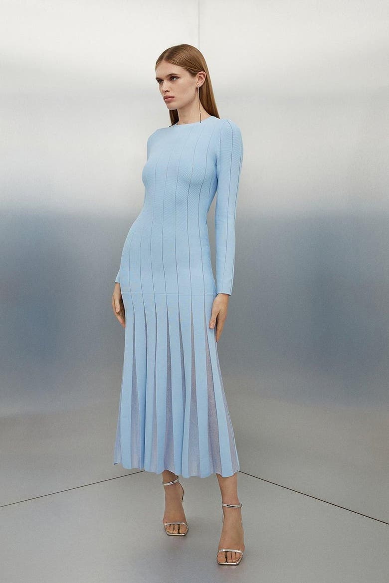Filament Full Skirt Knit Midi Dress, Alternate, color, Pale Blue