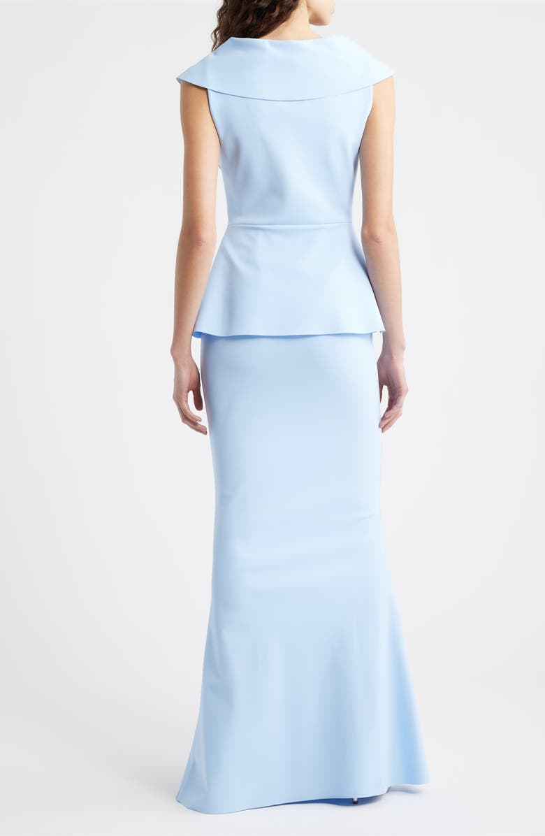 Chiara Boni La Petite Robe Moxelle Portrait Collar Gown, Alternate, color, Blue Aura