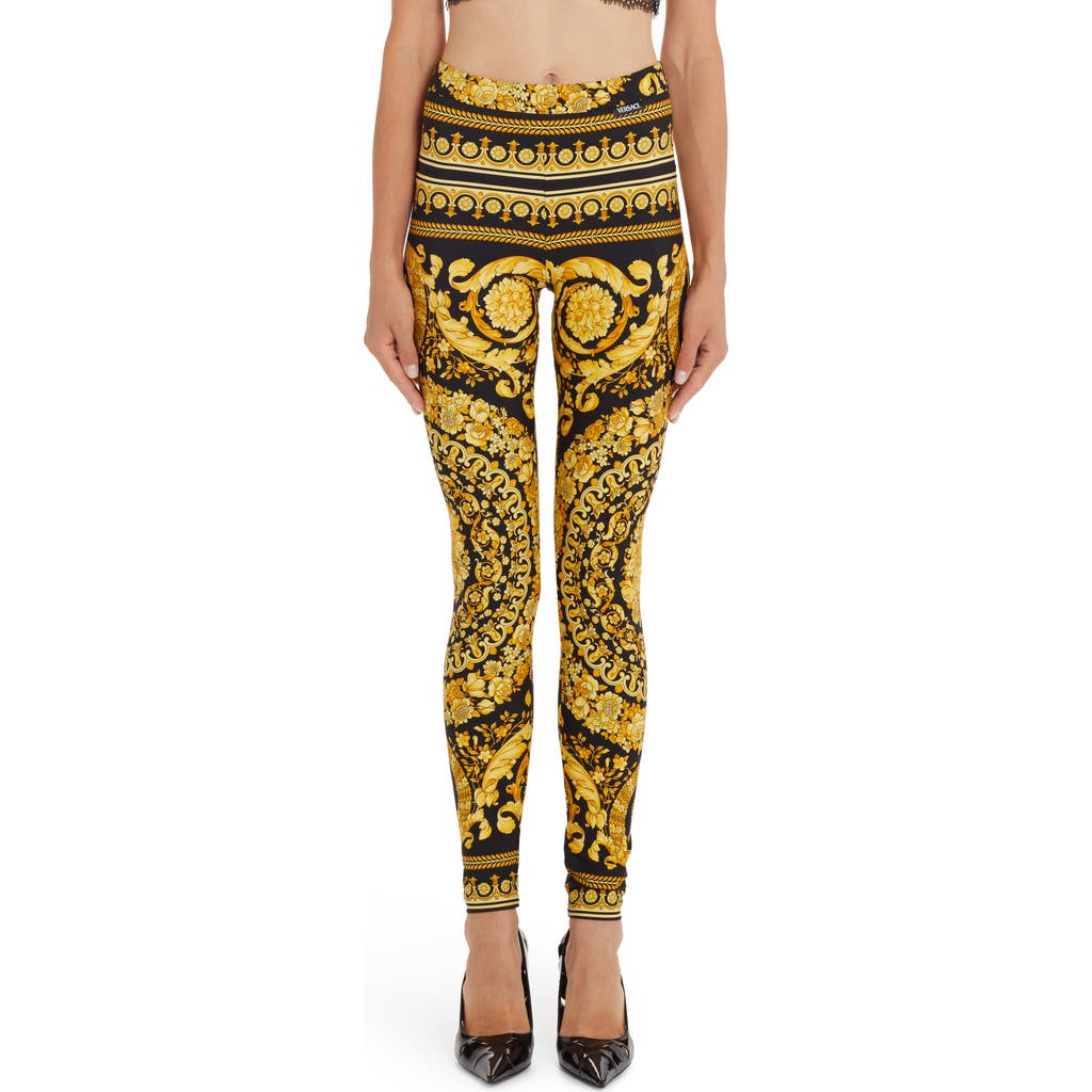 Versace Barocco Print Leggings In Multi