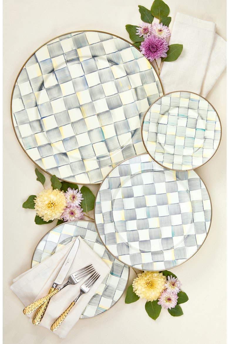 Sterling Check Enamel Serving Platter, Alternate, color, GREY/ WHITE
