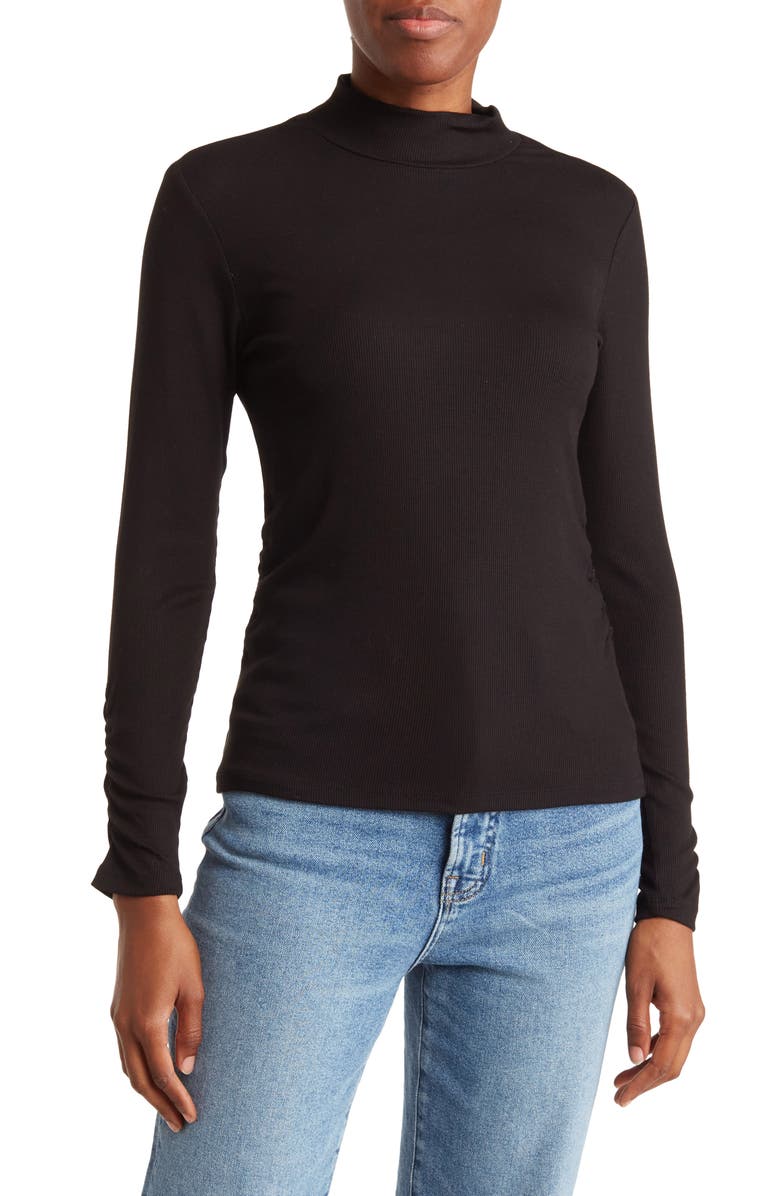 Sanctuary Feel Good Ruched Mock Neck Top, Main, color, 