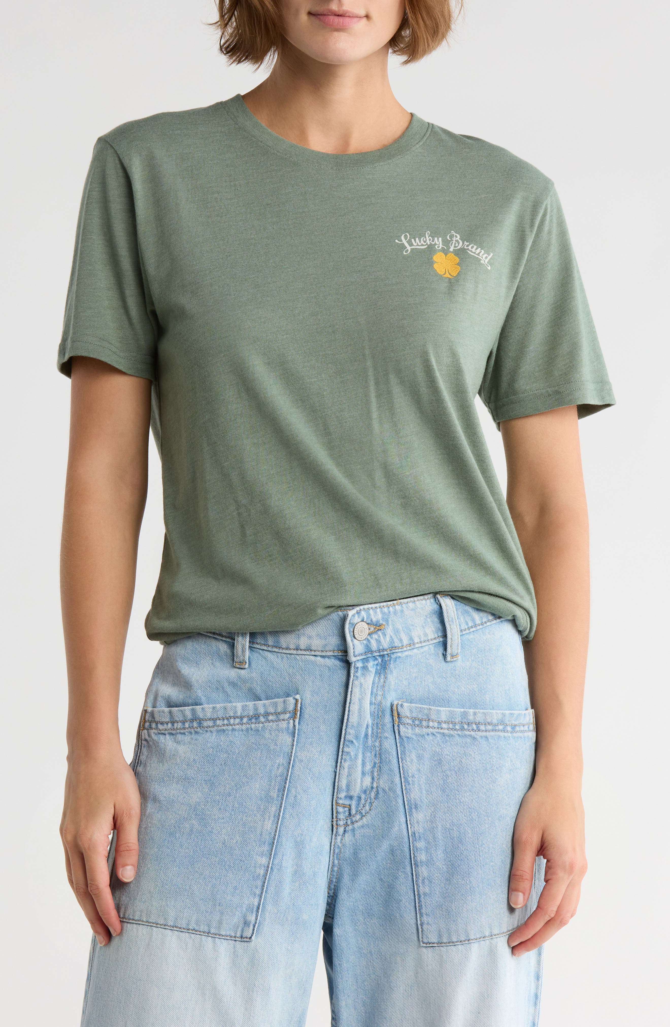 Lucky Brand Think Lucky Embroidered T-Shirt