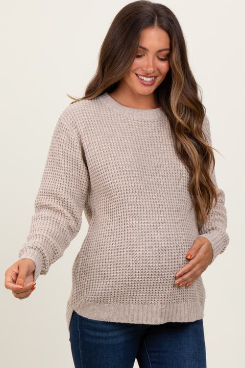 Pinkblush Waffle Knit Rounded Hem Sweater In Neutral