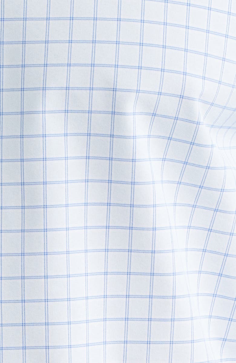 Peter Millar Rampart Tailored Fit Windowpane Check Performance Poplin Button-Down Shirt, Alternate, color, Blue Brisk