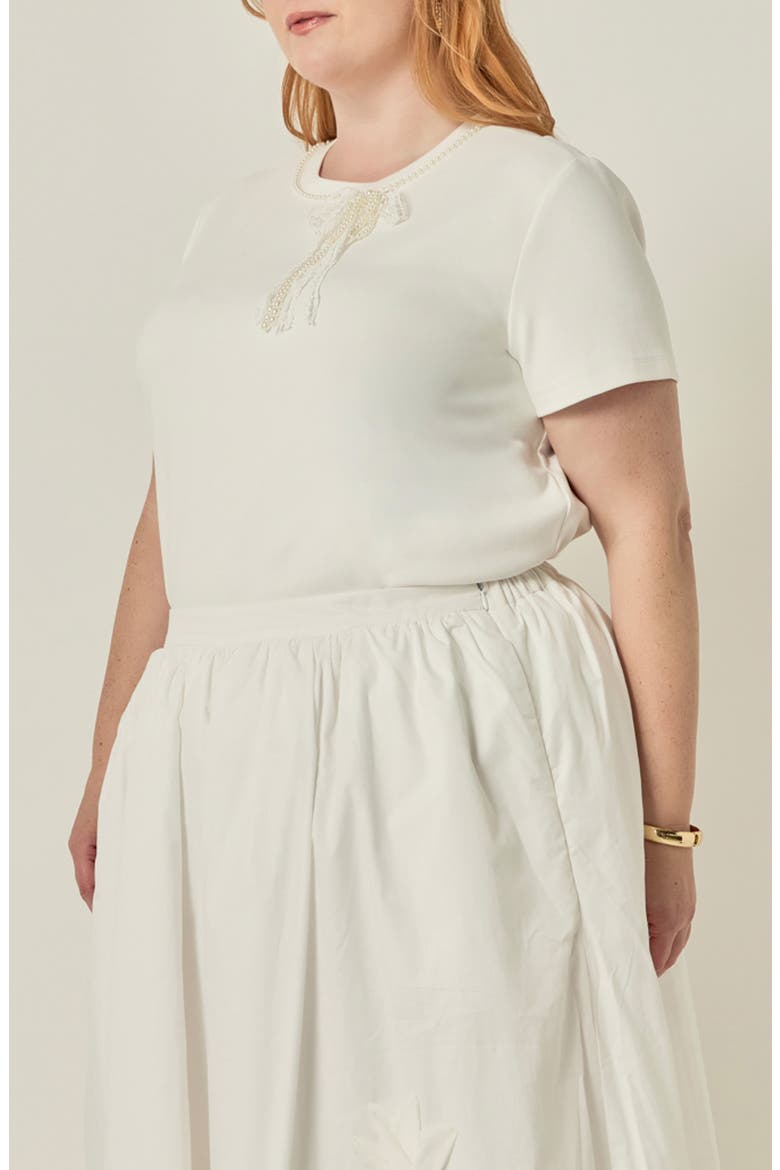 Pearly Bead Lace Bow Top, Alternate, color, WHITE