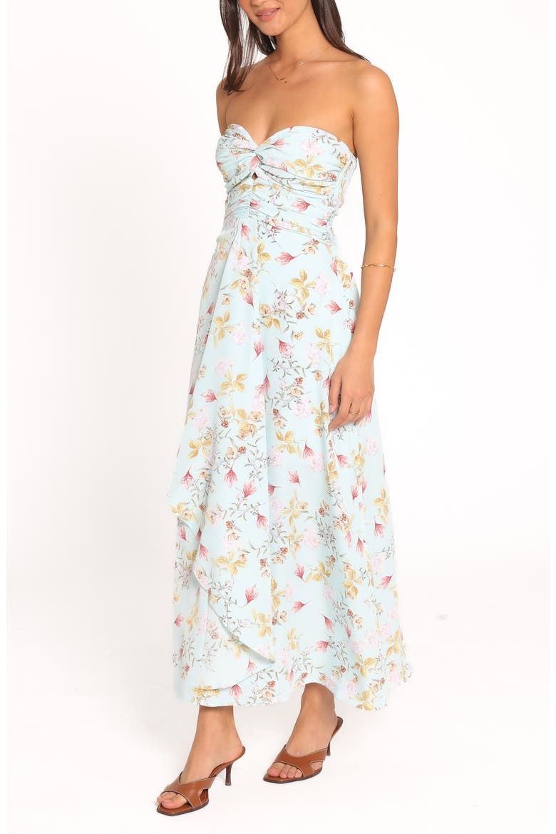 Marta Strapless Floral Midi Dress, Alternate, color, BLUE FLORAL