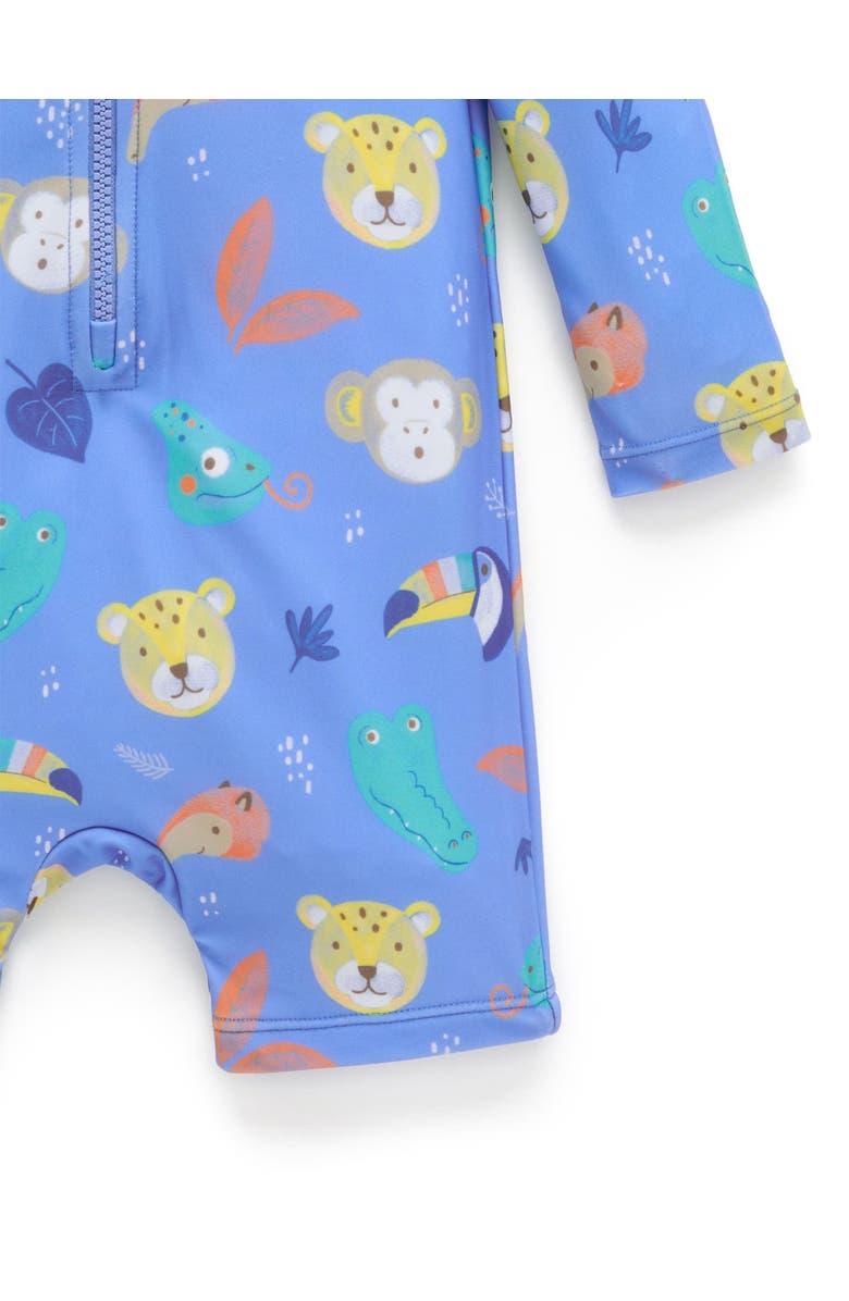 Purebaby Printed Longsleeve Swim Sunsuit, Alternate, color, Jungle Faces Print