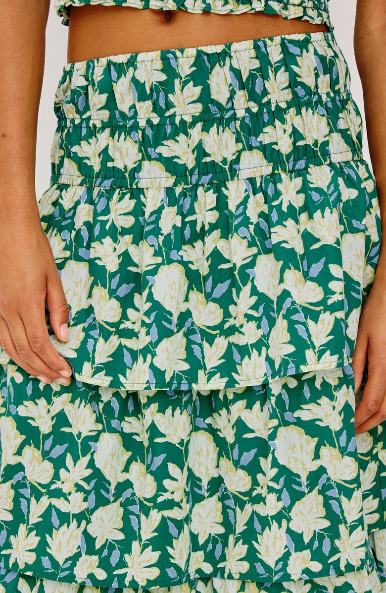 Rails Belle Floral Print Tiered Midi Skirt, Alternate, color, Green Mayflower