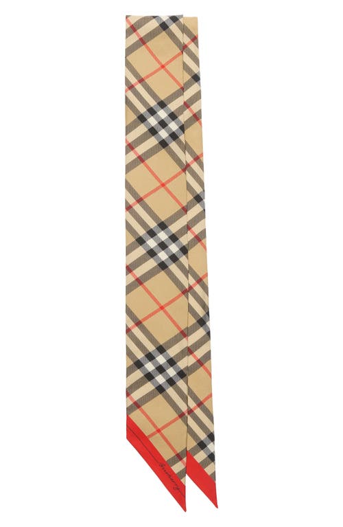 Burberry Check Reversible Silk Twill Skinny Scarf In Multi
