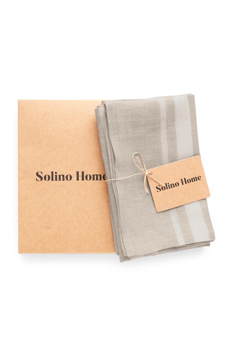 Solino Home Linen Kitchen Towels - French Stripe, Alternate, color, White And Natural
