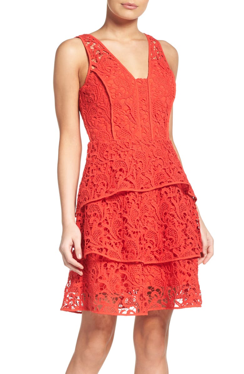 Adelyn Rae Tiered Lace Dress, Main, color, 