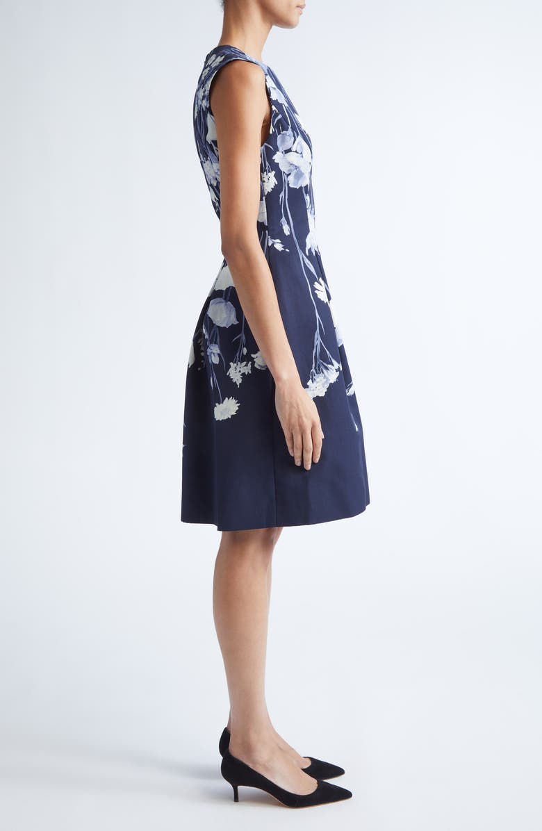 Lela Rose Betsy Floral Faille Fit & Flare Dress, Alternate, color, Navy Multi