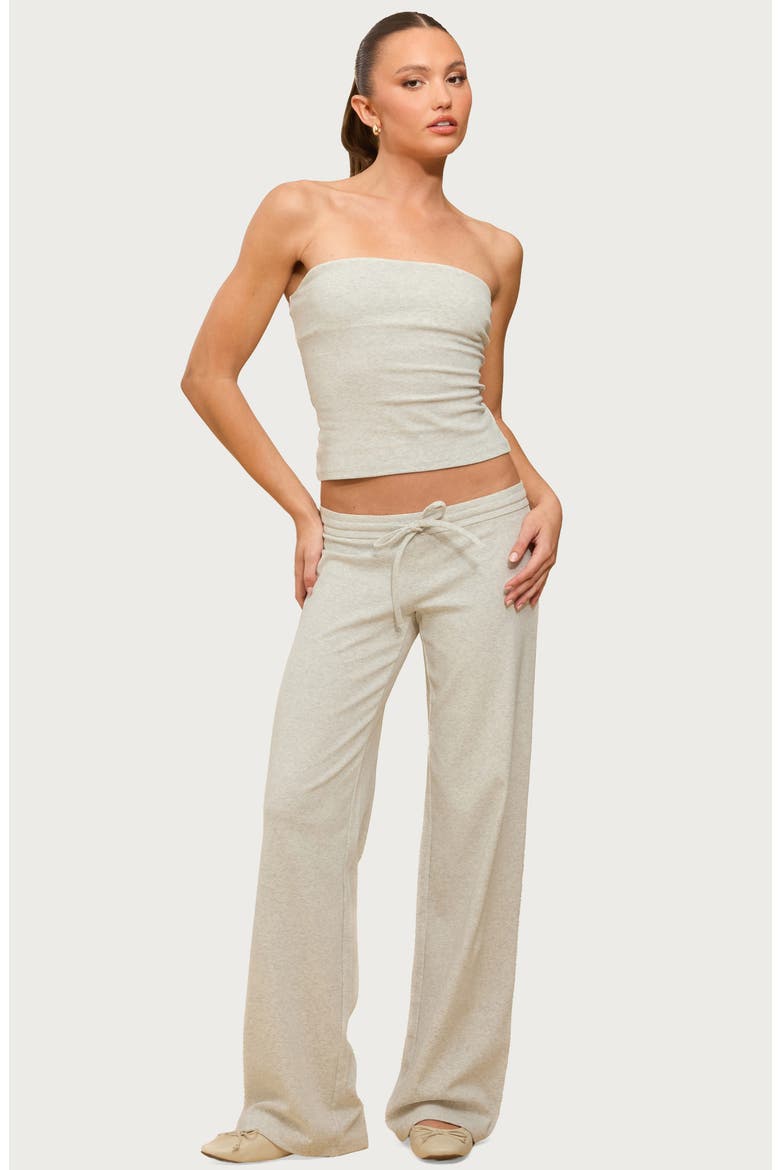 Claudia Stretch Cotton Drawstring Straight Leg Pants, Alternate, color, GRAY-MELANGE