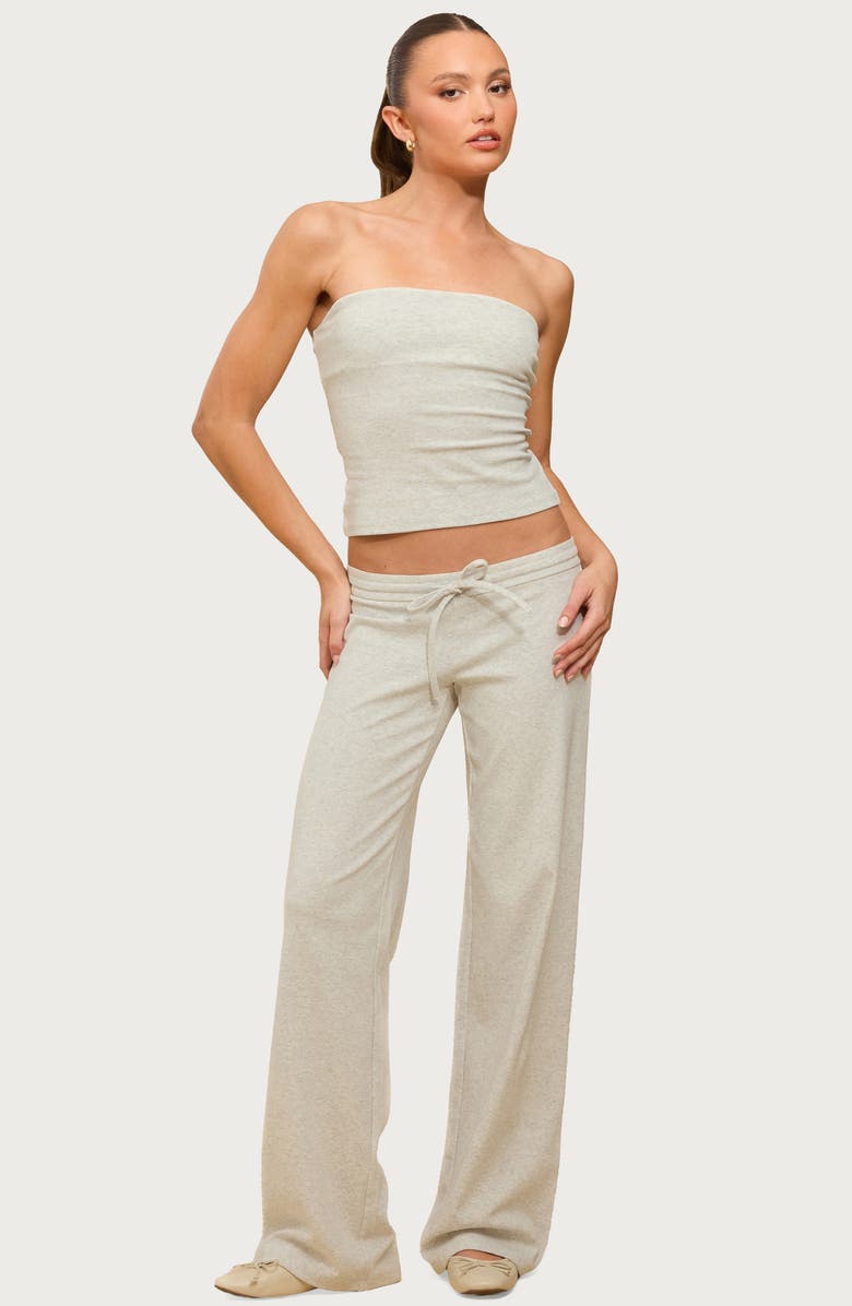 EDIKTED Claudia Stretch Cotton Drawstring Straight Leg Pants, Alternate, color, Gray-Melange