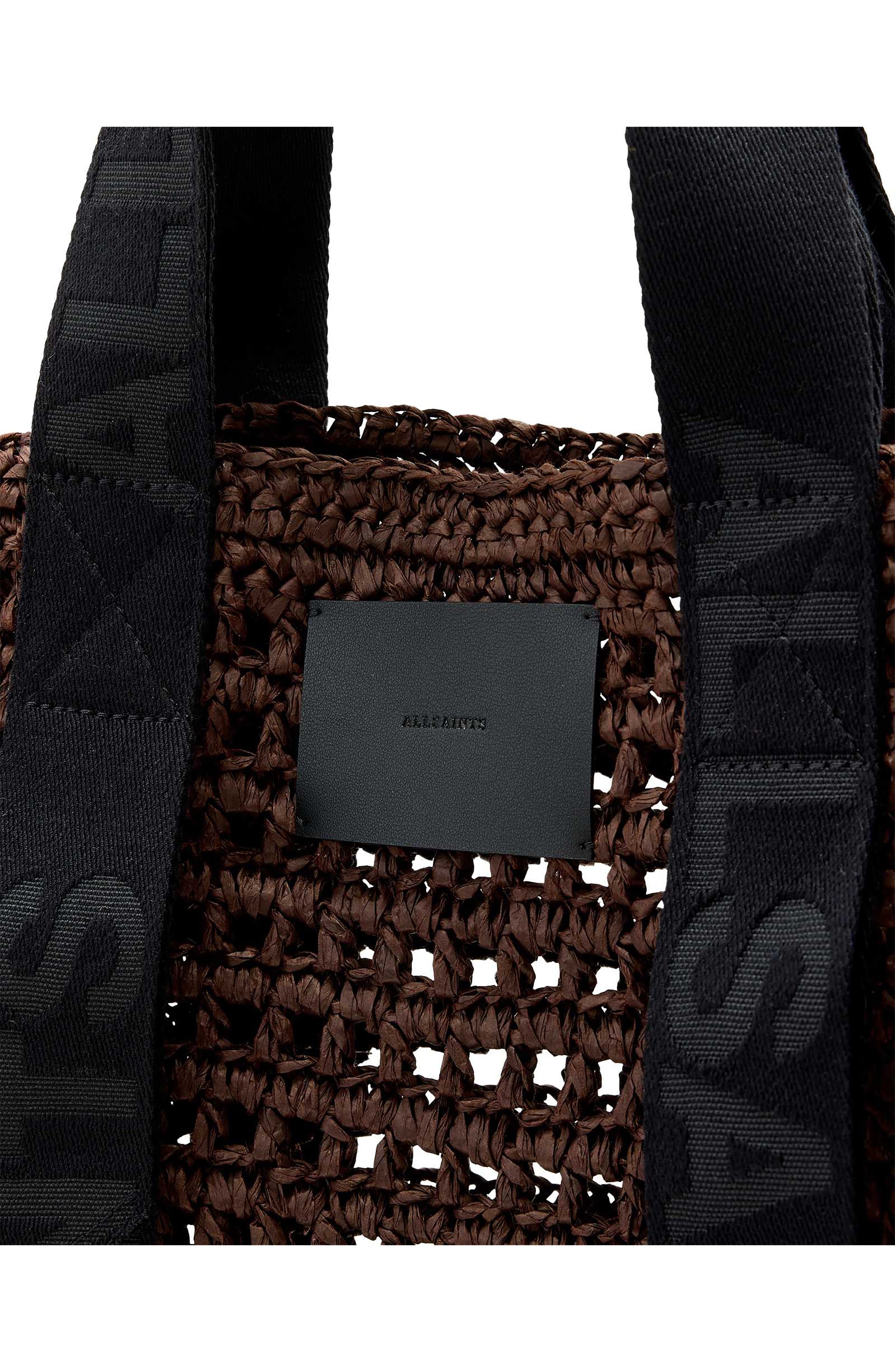 AllSaints Lullah Straw Tote Bag, Alternate, color, Cognac Brown