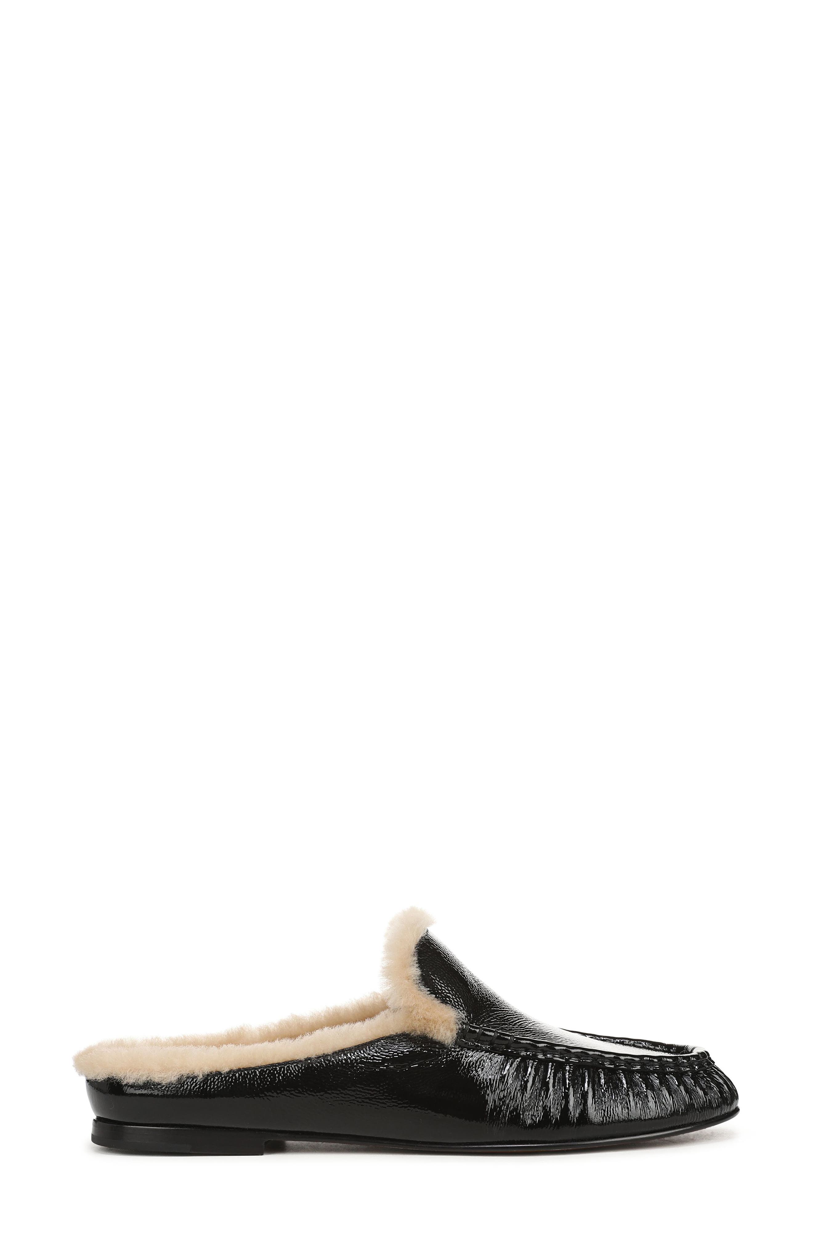 Tevin Genuine Shearling Lined Flat Mule, Alternate, color, BLACK