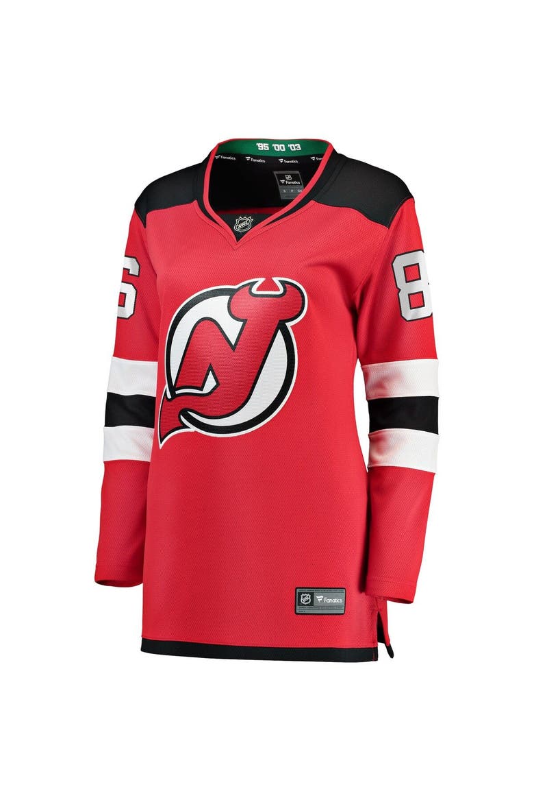 Women's Fanatics Branded Jack Hughes Red New Jersey Devils Home Premier Breakaway Jersey, Alternate, color, Red