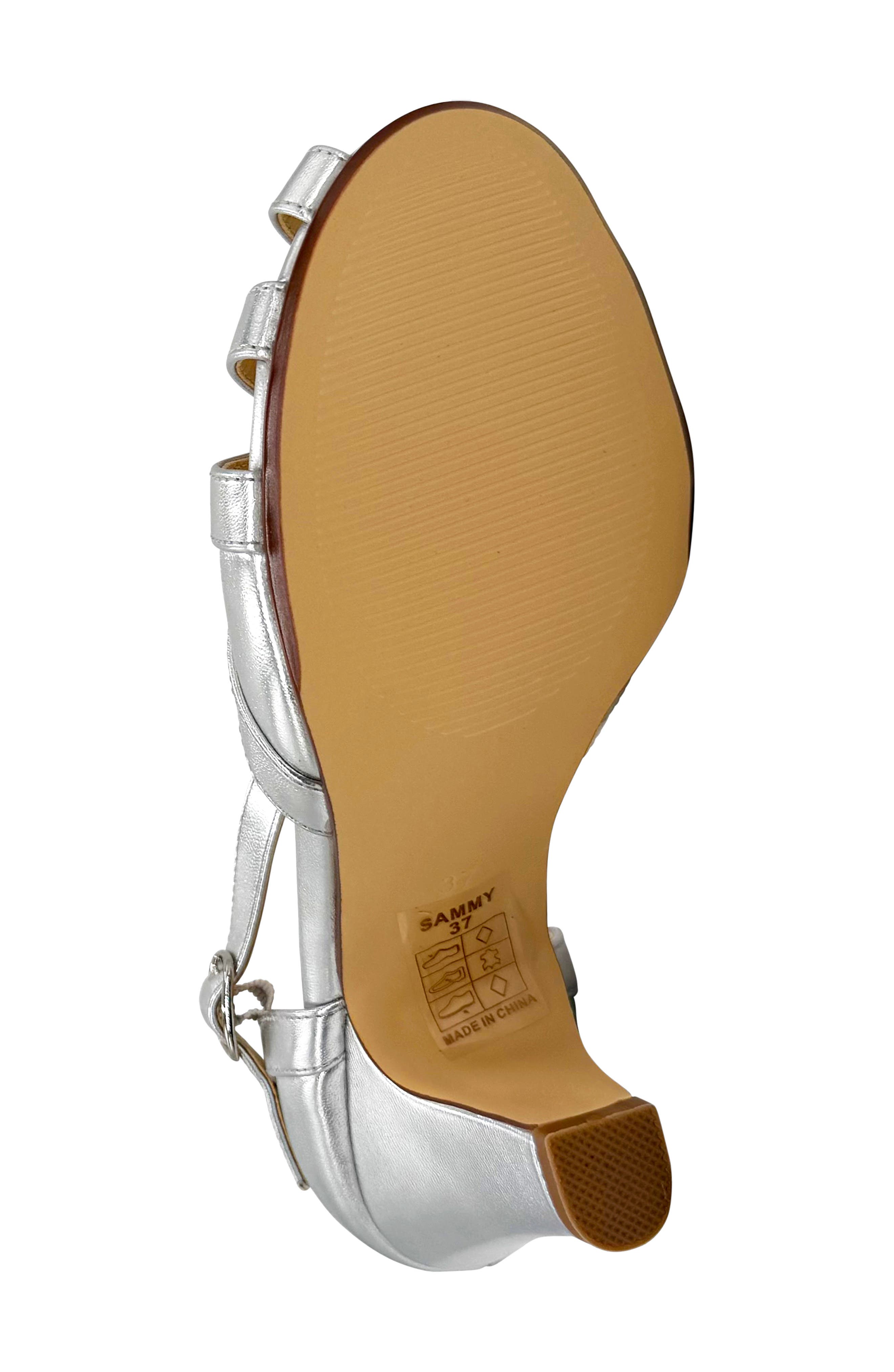 Sammy Faux Leather Sandal, Alternate, color, SILVER