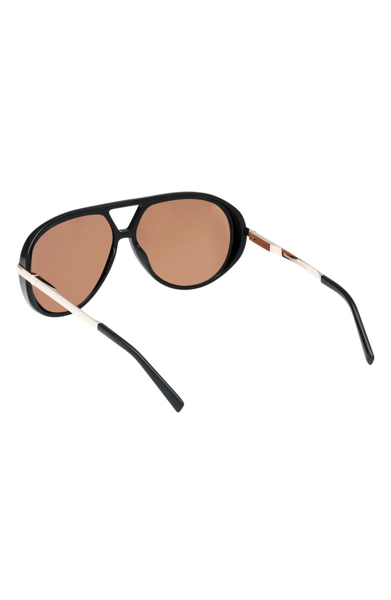 ABERCROMBIE & FITCH 60mm Pilot Sunglasses, Alternate, color, Shiny Black / Brown