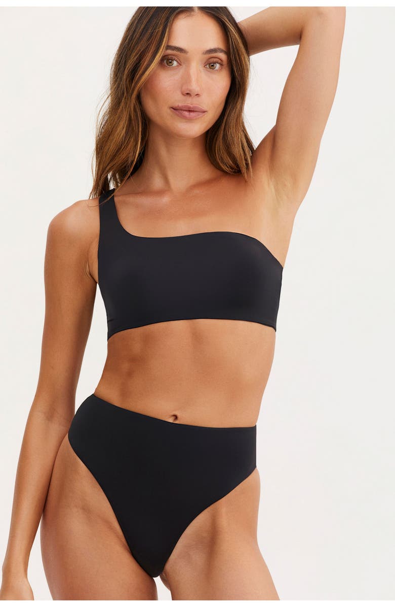 Au Naturel by Gottex Mona One Shoulder Bikini Top, Alternate, color, Black