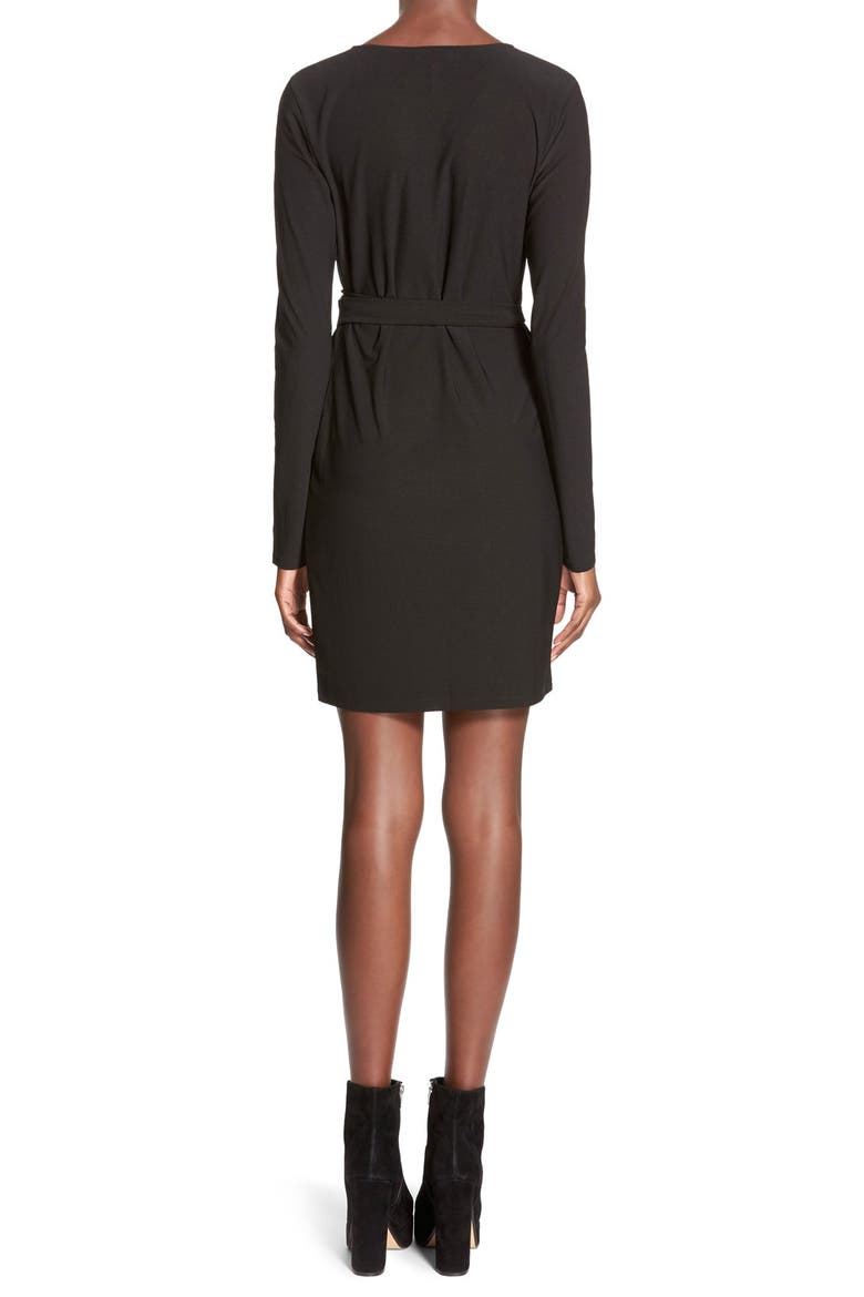 Long Sleeve Wrap Dress, Alternate, color, BLACK