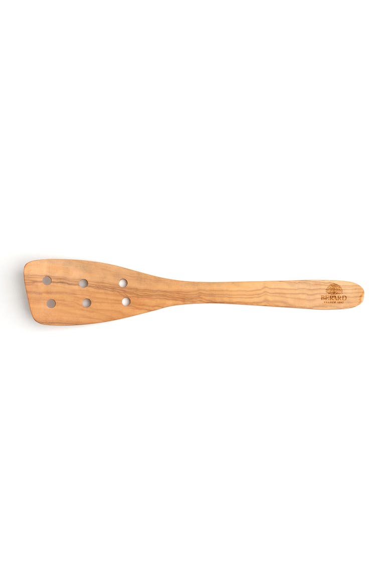 Handcrafted Olive Wood 13 Inch Curved Slotted Spatula, Alternate, color, Brown
