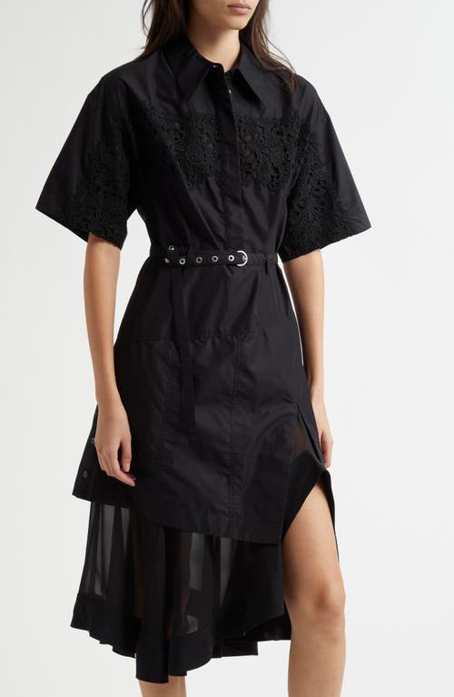 3.1 Phillip Lim Cascade Hem Belted Shirtdress In Black