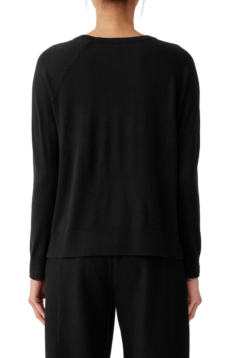 Raglan Sleeve Merino Wool Pullover, Alternate, color, BLACK