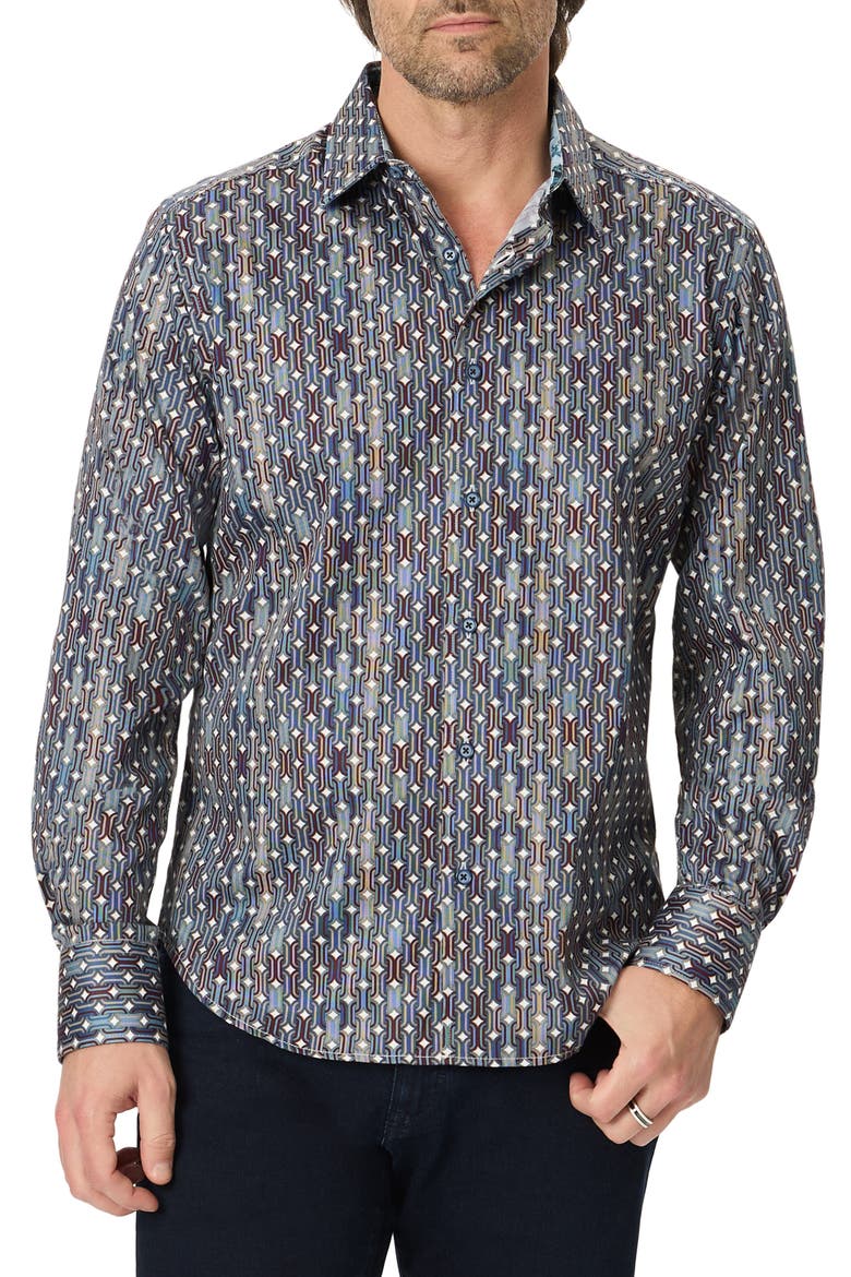 Missing Links Button-Up Shirt, Main, color, NAVY