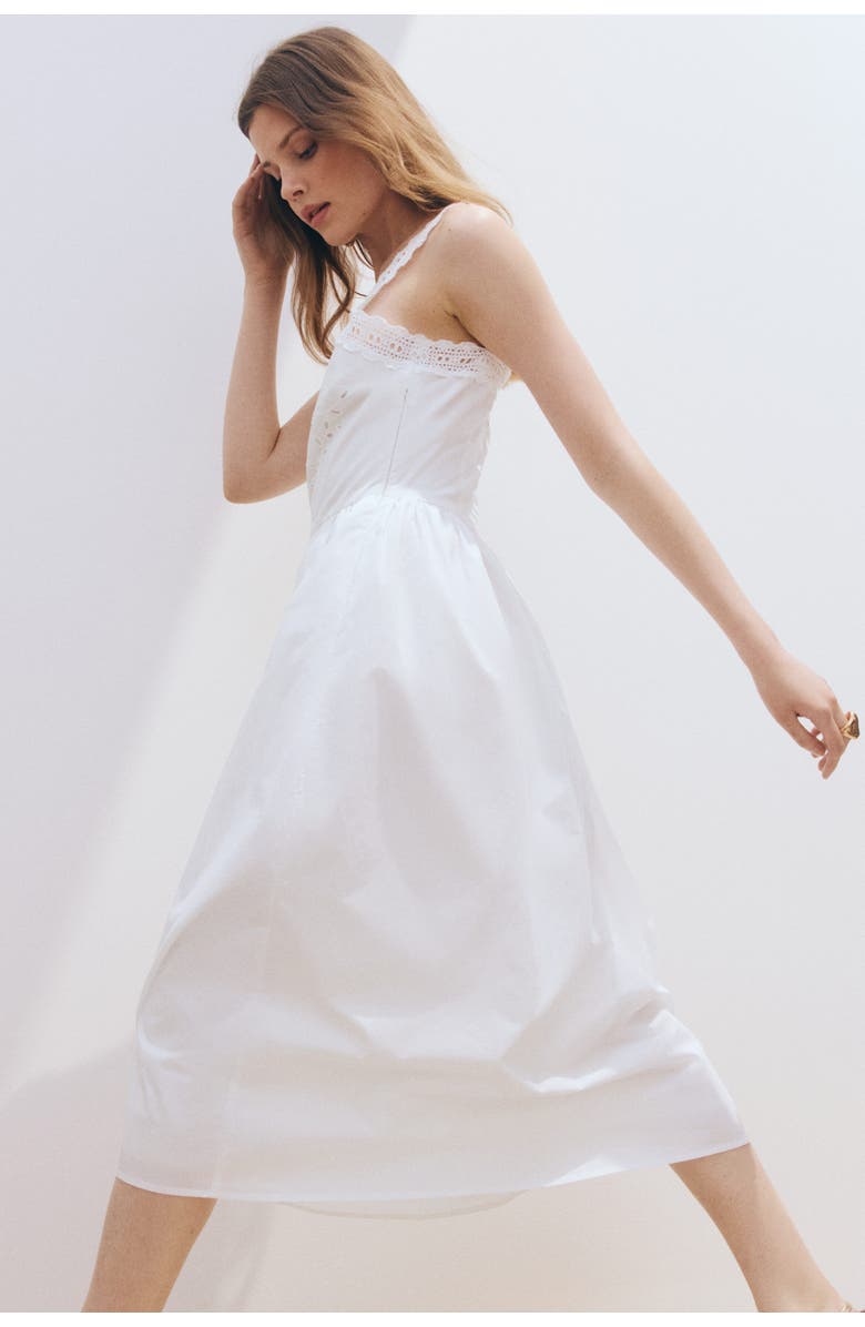 H&M Cotton dress with eyelet embroidery, Main, color, 