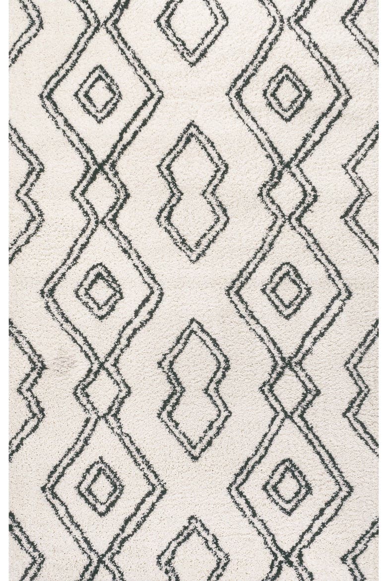 Deia Moroccan Style Diamond Shag Area Rug, Alternate, color, White/Gray