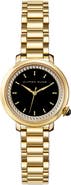 Alfred Sung Three-Hand Quartz Crystal Bezel Bracelet Watch, 29mm