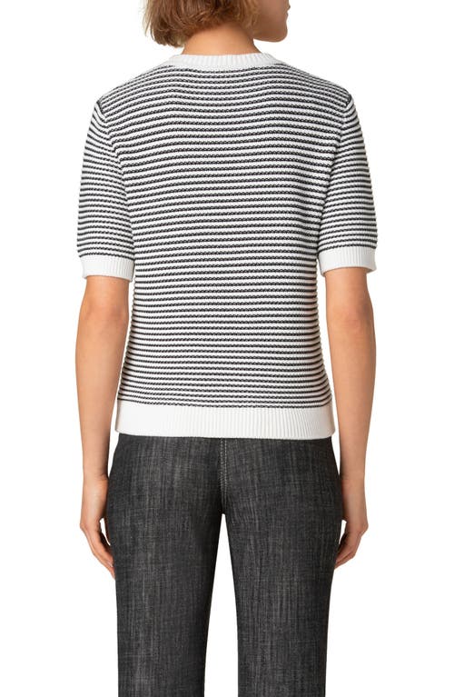 Akris Punto Chunky Tweed Knit Short-sleeve Crop Sweater In Black-cream