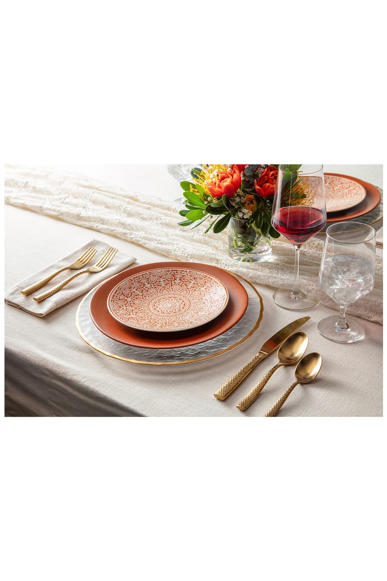 Heirloom Set of 4 Ceramic Dinner Plates, Alternate, color, TERRACOTTA